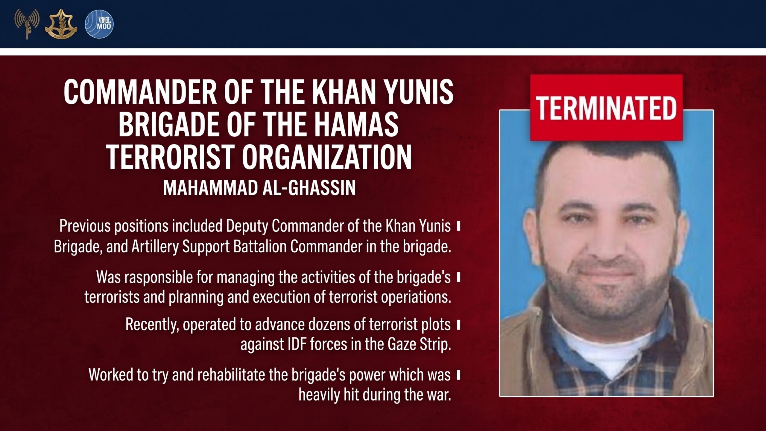 IDF Kills Hamas Khan Younis Terror Commander in Gaza Strike
