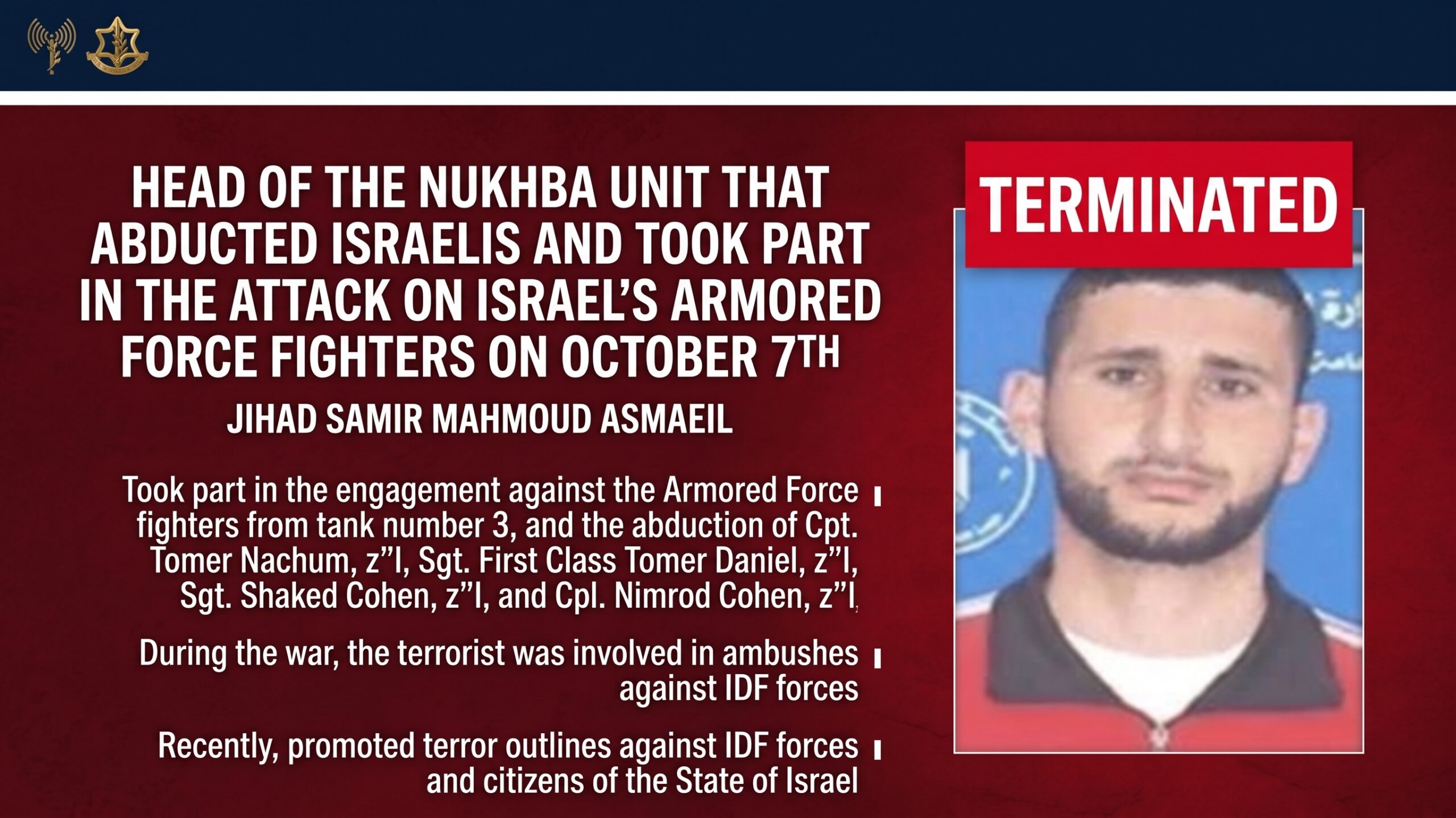 IDF Kills Hamas Nukhba Terrorist Who Led Oct. 7 Kidnapping